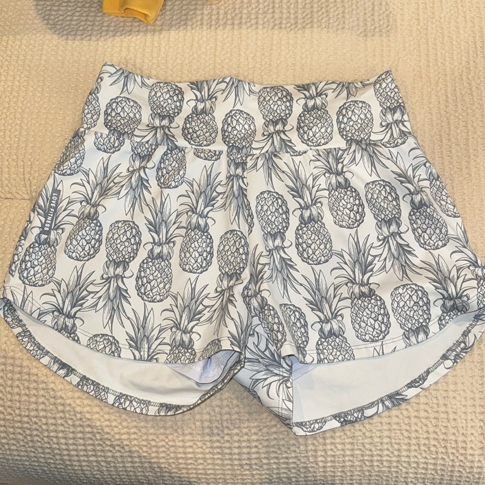 Grey small pineapple athletic shorts from Love Fitness